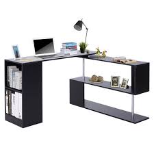 The high panel can be placed on the computer screen to protect the cervical spine during work. Homcom 360 Rotating Corner Desk L Shaped Black Aosom Uk