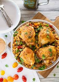 Let the couscous sit for 10 minutes, squeeze in the juice of ½ lemon, then fluff with a to serve, toss the chickpeas and tomatoes with the couscous. Paprika Chicken With Israeli Couscous Chickpea Salad The Noshery