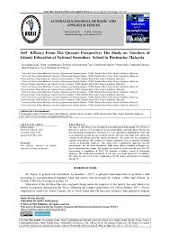 Penulis menyadari bahwa makalah ini masih jauh dari sempurna, untuk itu penulis memohon maaf, apabila. Pdf Australian Journal Of Basic And Applied Sciences Self Efficacy From The Quranic Perspective The Study On Teachers Of Islamic Education At National Secondary School In Peninsular Malaysia Dr Nurulwahidah Fauzi