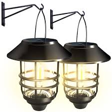 Amazon Com Sefon Solar Lantern Lights Outdoor Hanging Solar Sconce Waterproof Lights Porch Lights Solar Powered Fixture With Wall Mount Kit Led Light For Porch Patio Yard Walkways 2 Pack Home Improvement