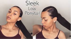 A deep side part with the two front pieces of your hair and the back section of your hair pulled into a low ponytail and secure with a. Sleek Ponytail Tutorial Youtube