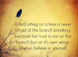 Bird Sitting On Branch Quote A Bird Sitting On A Tree Is Never Afraid Of The Branch Breaking Because Her Trust Is Not On The Bran Quotes Special Quotes Amazing Quotes