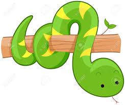 Snake hanging from tree cartoon. Clipart Cute Snake Cartoon