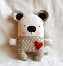 Beige And White Polka Dot Handmade Stuffed Teddy Bear Soft Toy Plush Baby Nursery Decor Fabric Teddy Bear Pillow Neutral Baby Shower Gift Fabric Toys Handmade Toys Crochet Teddy Bear