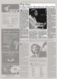 Legendary jazz vocalist, songwriter, and civil rights activist nina simone has influenced dozens of celebrated artists with her unique and formidable abilities. Pop Jazz The New York Times