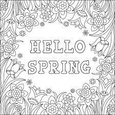 Black and white vector illustration. Hello Spring Coloring Page Stock Vector Illustration Of Book 110695697