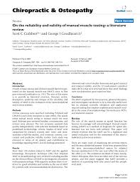 Pdf On The Reliability And Validity Of Manual Muscle
