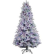 7 5 Ft Pre Lit Led Starry Light Warm White And Multi Flocked Fraser Artificial Christmas Christmas Tree Home Depot White Flocked Christmas Tree Starry Lights