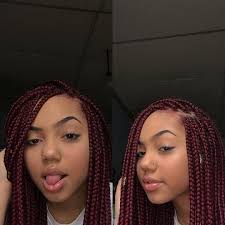 Black And Burgundy Lemonade Braids 15 On Instagram Red Box Braids Colored Box Braids Light Skin Girls
