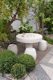 Concrete Table And Stools Outdoor Garden Furniture Asian Garden Pagoda Garden