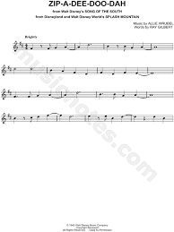 Zip A Dee Doo Dah From Song Of The South Sheet Music Violin Solo In D Major Download Print Sheet Music Song Of The South Songs
