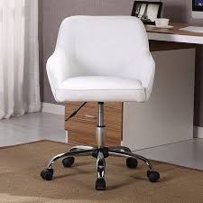 Belleze Mid Back Desk Task Office Chair Padded Seat Lumbar Support Velvet Fabric White Walmart Com In 2020 Office Chair Chair Pads Swivel Dining Chairs
