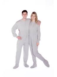 Big Feet Pajama Co. Gray Jersey Knit Adult Footie Footed Pajamas Sleeper -  Walmart Business Supplies