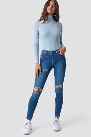 12:38 까레라이스tv 196 570 просмотров. Skinny Mid Waist Destroyed Jeans Blue Na Kd Com