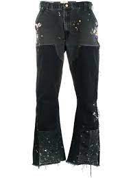 Paint stained carpenter flars jeans size: Gallery Dept Paint Splatter Print Straight Leg Jeans In Black What S On The Star