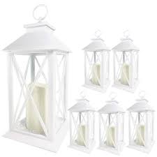 Check spelling or type a new query. White Decorative Led Lanterns With Cross Bar Design Lanterns With Flameless Pillar Candles Included 5 Hour Timer Included Hanging Or Sitting Decoration Set Of 6 13 H Buy Online In
