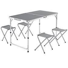 Camco deluxe foldable outdoor grilling table with side tables. Garden Camping Table And Chairs Set Folding And Space Saving Deubaxxl
