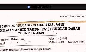 Dilarang mengcopy paste dan mempublish ulang konten dalam bentuk apapun ! Soal Ulangan Matematika Kelas 5 Semester 2 K 13 Sekolahdasar Net