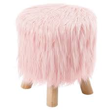 Weight capacity which can accommodate most guest. Birdrock Home Faux Fur Stool Wood Legs Casual Pink Round Ottoman In The Indoor Ottomans Department At Lowes Com