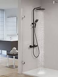 Auralum 2 Funktionen Duschsystem Mit Thermostat Schwarz Duschset Regendusche Inkl Kopfbrause Handbrause Verstellbarer Dusc Duscharmatur Dusche Duschstangen
