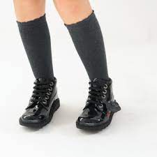 Established in the 1970s, kickers are an iconic brand dedicated to creating confident, stylish footwear collections, decade after decade. Kickers Kick Hi Girls Patent Leather Lace Up Boots Black Schoolshoes Co Uk