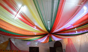 Spurce Up Cieling With Colored Dupattas Diy Holi Decoration Ideas Candle Holder Decor Beautiful Towels Candle Decor