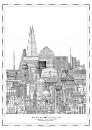 Towers Of London City S Tallest Buildings In One Lofty Drawing Londonist Iconic london buildings, architecture, shard, tower bridge, one canada square, gherkin, walkietalkie, london eye, battersea, westminster. towers of london city s tallest