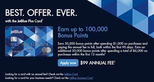 Earn 10,000 bonus points after spending $1,000 on purchases in the first 90 days 2; Expired Update Only Business Card Now Huge New 100k Offers On Jetblue Plus Business Cards