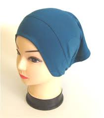 Tissu en coton mélangé imprimé lanières latérales fermeture à lanières. Bonnet Tube En Coton De Couleur Bleu De Prusse Pret A Porter Et Accessoires