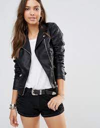 New Look Leather Look Biker Jacket At Asos Com Womens Spring Coat Jackets Playsuits Outfit