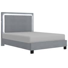 Bed lights big boy room loft spaces led lighting bedroom bunk beds small bedroom remodel materials: Worldwide Lumina 60 Queen Platform Bed With Light In Grey Furniture Trends