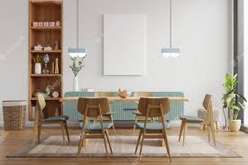 Modern dining chairs can be made of wood, metal, plastic, or upholstery and come in a large variety of colors ranging from neutral palettes to more bold colors to add an accent to the dining room. Free Photo Mock Up Poster In Modern Dining Room Interior Design With White Empty Wall