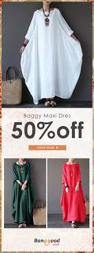L 5xl Casual Women Loose Solid Color Baggy 3 4 Sleeve Maxi Dress Dresses From Women S Clothing On Banggood Com Maxi Dress With Sleeves Clothes For Women Casual Women