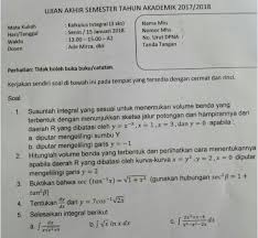 Karna materi kuliah saya kalkulus 1. Soal Dan Pembahasan Ujian Akhir Semester Uas Kalkulus Integral Mathcyber1997