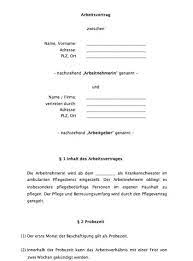 Arbeitsvertrag kostenlose muster vorlagen für arbeitsverträge aller. Arbeitsvertrag Ambulante Krankenpflege Nur 7 50 Zum Download