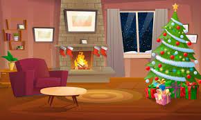 Decorated Christmas Room Premium Vector Freepik Vector Background Christmas House Christmas Room Christmas Tree And Fireplace Christmas Tree With Gifts