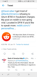Check spelling or type a new query. 180 Days Later Bank Of America Is Refusing To Refund Over 700 In Fraudulent Charges Made In Texas While We Were 800 Miles Away In Illinois Personalfinance