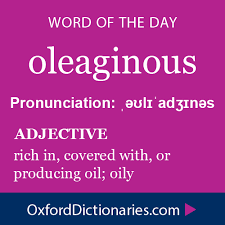 Oleaginous Adjective Exaggeratedly And Distastefully Complimentary Obsequious Word Of The Day For October 24t Unusual Words Word Definitions Writing Words