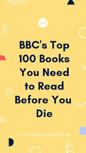 Bbc S Top 100 Books You Need To Read Before You Die Top 100 Books 100 Books To Read 100 Book