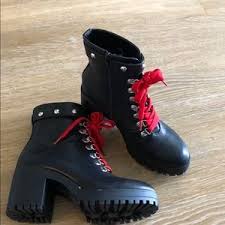 Are vasque hiking boots good? Forever 21 Shoes Vegan Leather Hiker Boots With Red Laces Poshmark