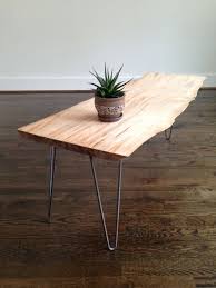 Live Edge Maple Slab Coffee Table On Steel Hairpin Legs The Edison Coffee Table Is Modern And Ru Square Wood Coffee Table Modern Rustic Decor Diy Coffee Table