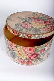 Antique Wallpaper Covered Band Boxes 9 Decorative Boxes Vintage Hat Boxes Fabric Covered Boxes