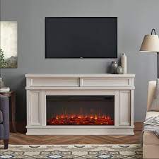 A linear electric fireplace, proportioned perfectly. 60 Torrey Bone White Electric Fireplace