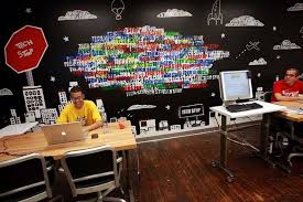 Google Tech Stop Creative Wall Decor Jpg 1024 682 Creative Office Decor Office Wall Design Interior Design Courses Online