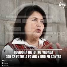 REGIDORA NIETO FUE VACADA CON 12 VOTOS A FAVOR Y UNO EN CONTRA, EL CONCEJO  MUNICIPAL DEL CUSCO APROBÓ LA VACANCIA DE LA REGIDORA PROVINCIAL MÓNICA  NIETO ÁLVAREZ. SEGÚN LA AUTORIDAD NACIONAL