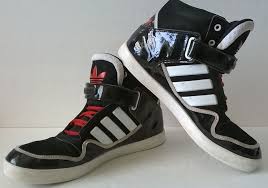 Black And Red High Tops Adidas Men S Athletic Black White Red High Top Shiny Black Trim Size 10 Red High Tops Adidas Men Black Trim