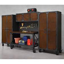 Warehouse Steel Cabinet Set Workshop 3 Pc Car Garage Storage Wheels Furniture Garage Storage Steel Cabinet Storage