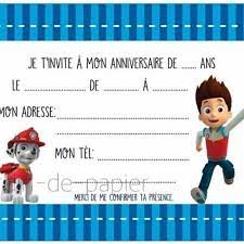 Invitation anniversaire fille à imprimer licorne. Carte D Invitation Anniversaire Enfant A Imprimer Pat Patrouille Un Grand Marche