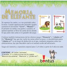 Échale un ojo a las instrucciones para una información más detallada. Bontus Juego Cartas Memoria De Elefante Memotest Imita 482