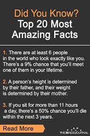 Who knew your body was so strange? 75 Most Amazing Facts That Will Blow Your Mind The Minds Journal Psychological Facts Interesting Funny Fun Facts Wow Facts